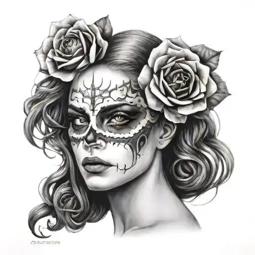 Beautiful Girl With Death Mask