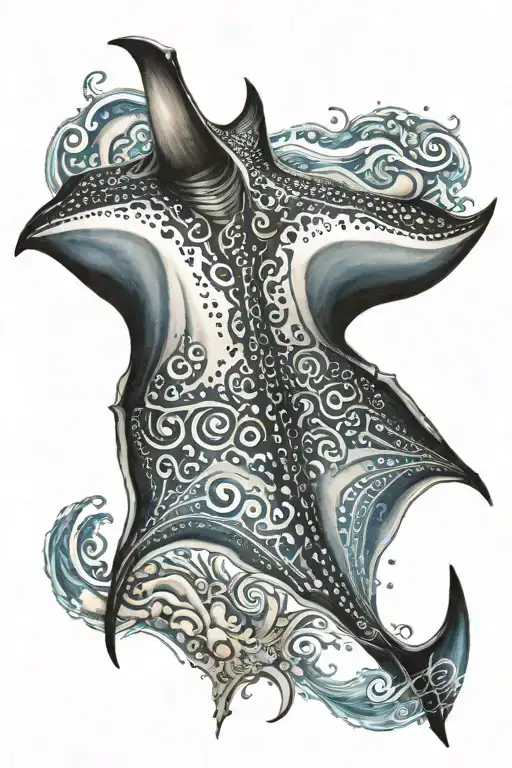Manta Ray With Oceanic Background