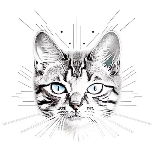 A Tri-colour Cyberpunk Tabby Cat Attacking You With Its Claws Photorealism