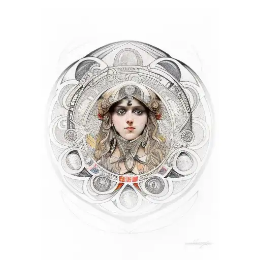 Hecate Goddess Painted In Alphonse Mucha Style