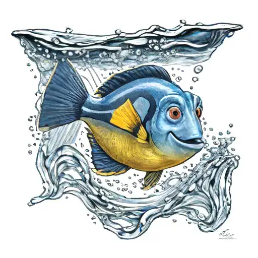 A Realistic Portrait Of Dory Swimming Gracefully Through The Water