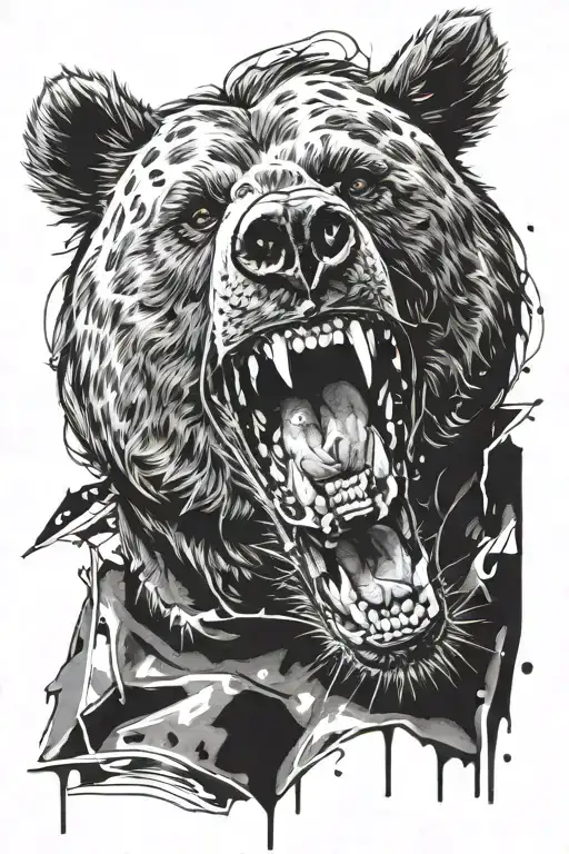 Trash Polka Bear Showing Teeth