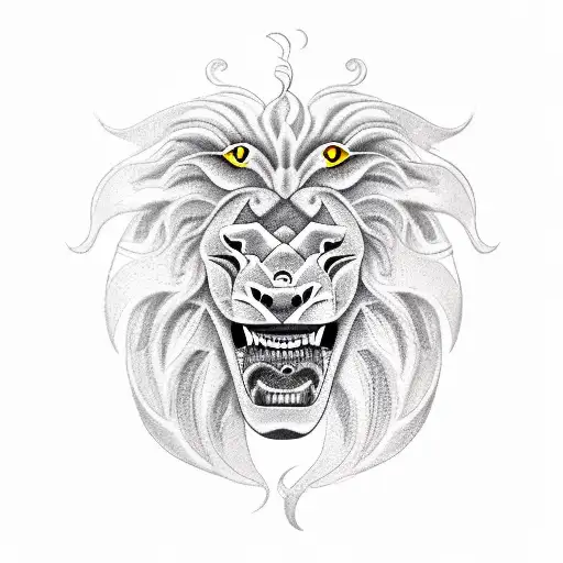 The Mouth Of A Lion Turning Into The Head Of A Fish