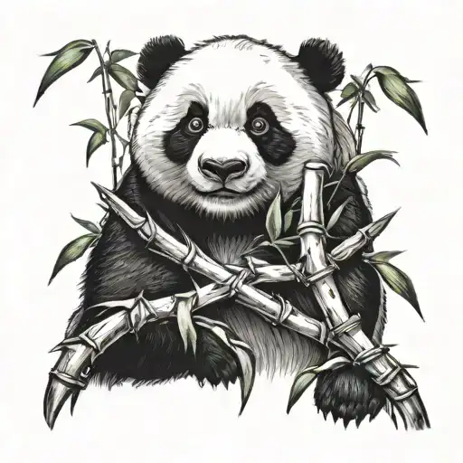 Panda Chewing Bamboo Stalk