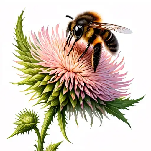 Murded Thistle Flower And Bee