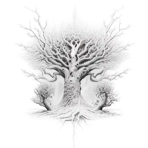 Dark Clothing Items Morphing Into Tree In A Realistic Style