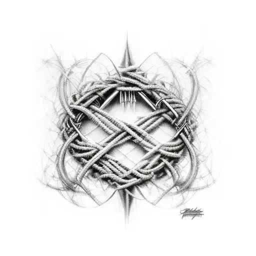 Dark Clothing Items Morphing Into Barbed Wire In A Realistic Style