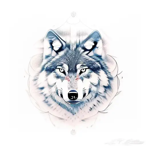 Wolf And Roses With Lines