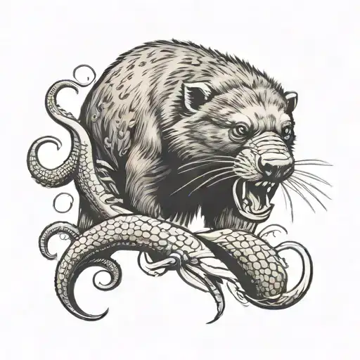 Fierce Honey Badger And Capibara And Octopus