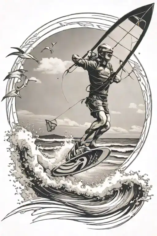 Kite Surfing On A Beach