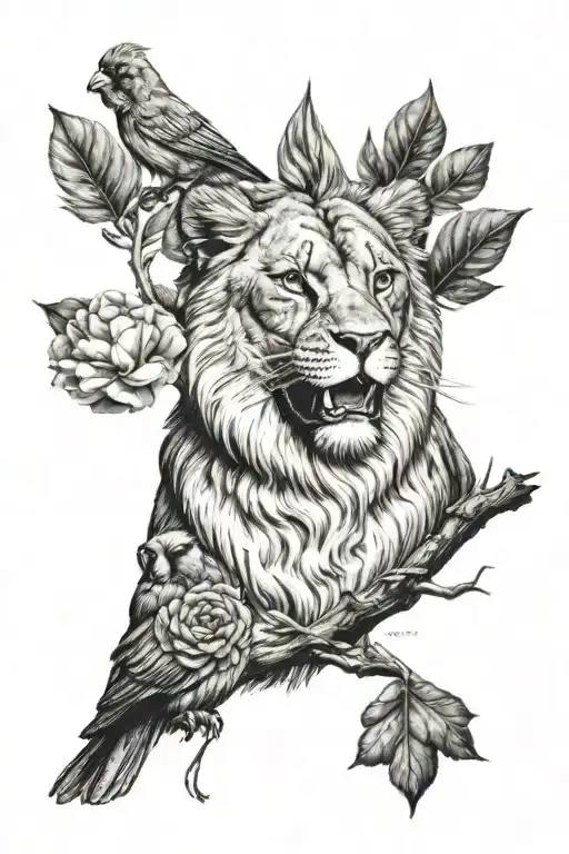Cardinal And Lion Face