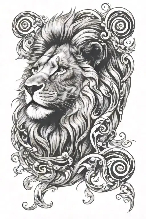 Lion And Swirls