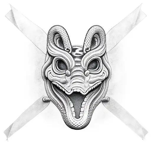 Theatral Mask With Snake