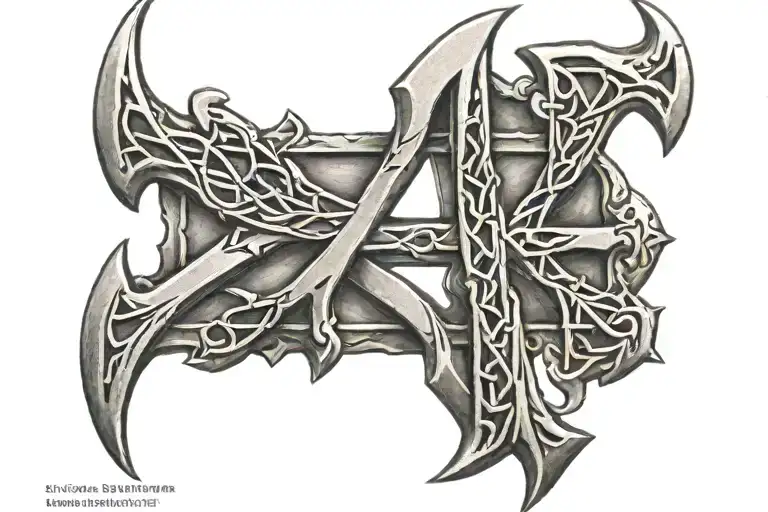 Create A Protection Bind-rune Out Of Metal Tattoo Design