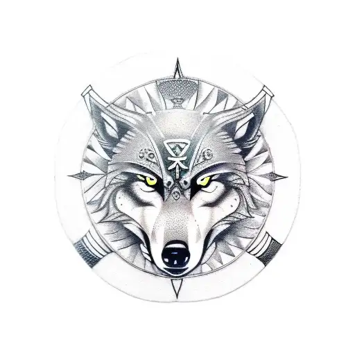 Wolf And Viking Compass