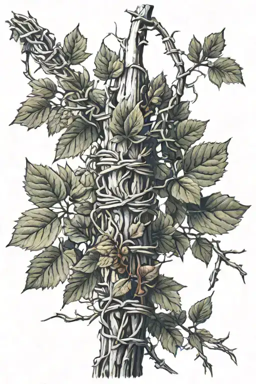 Barbed Wire Wrapping Around Poison Oak Vines