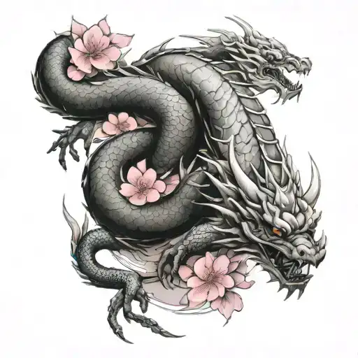Dragon And Sakura