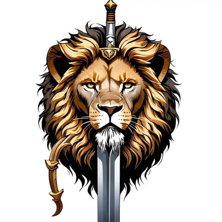 Lion Of Judah With Warrior Wielding A Sword