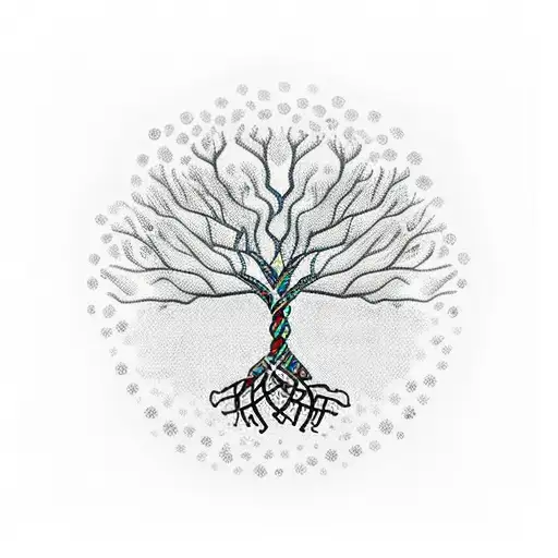 Autism Awareness Ribbon Intertwined With A Tree Of Life
