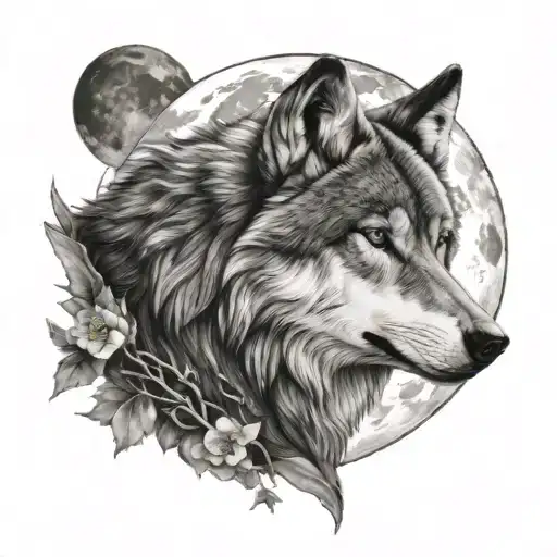 Wolf And Moon