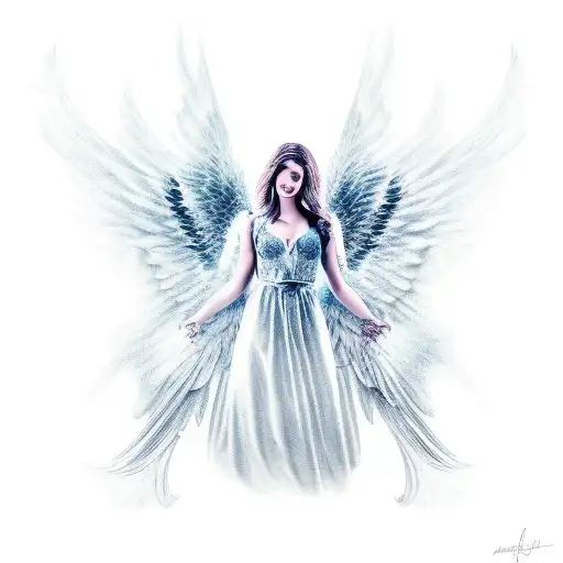 Realistic Portrait Of Michael The Angel With Abstract Background