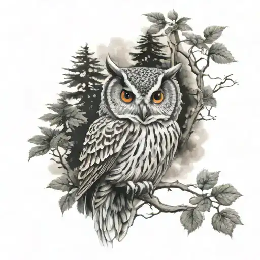 Owl In Forest