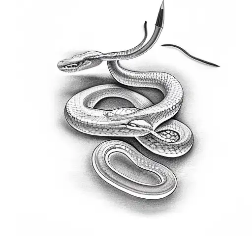 The Snake Crawls Around The Arrow Dart