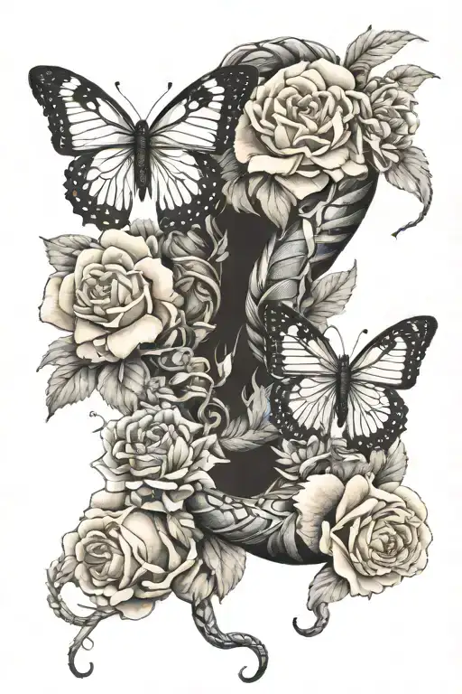 Roses Carnation Chrysanthemums Butterfly Snake