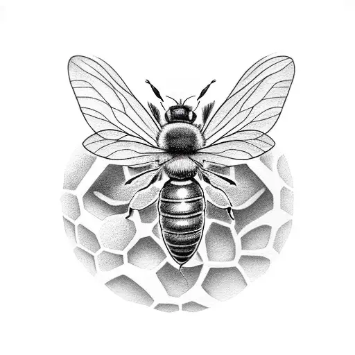 Honey Bee With Large Honeycomb