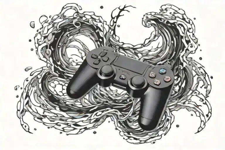 Playstation Buttons Coming Out Of A Black Hole For 2 People