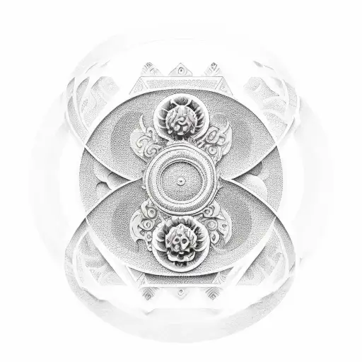 Yin Yang- Geometric Shapes And Floral Design