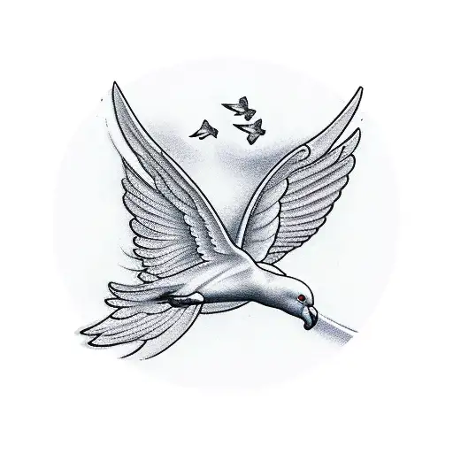 Multiple Angels With Dove Flying Above For A Rib