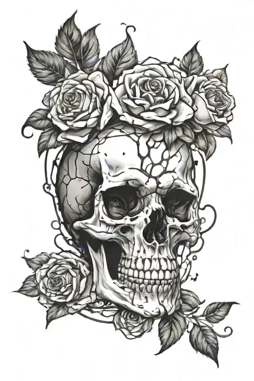 Skull With Ink Splash Tattoo Design Inspired