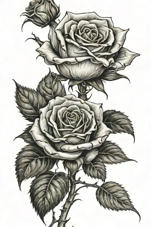 Rose With Stem And Thorns