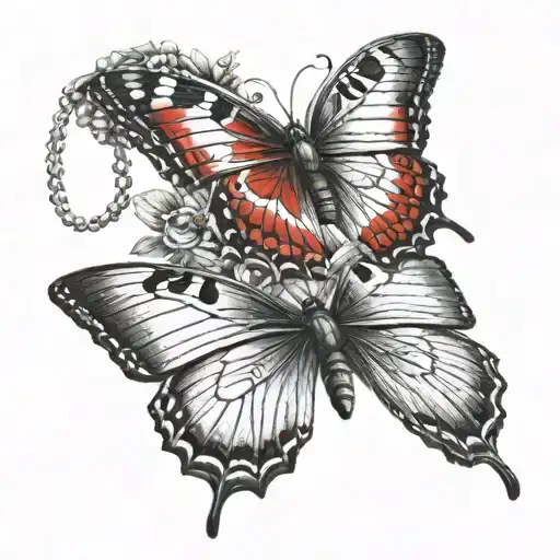 Red Butterflies With Dog Tag Hangin Off Wing Attached