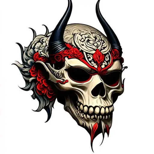 Masque Oni Mask Cut Skull Wearing