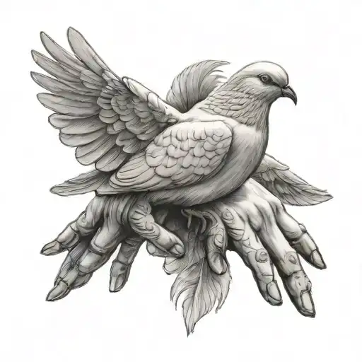 God Hands Holding A Dove