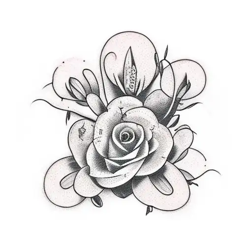 Line Of Roman Numerals Surrounded By Forget Me Nots