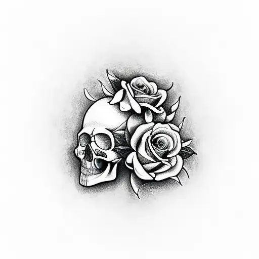 Skull With Roses Coffin