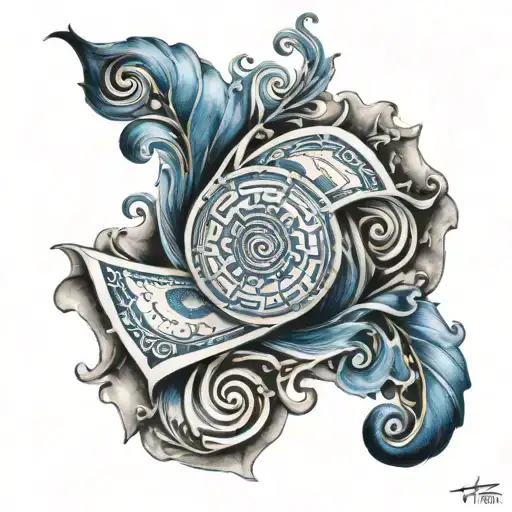 Blue Money In A Fibanocci Spirals