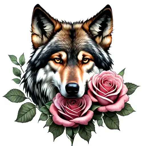 Wolf Roses Intertwined