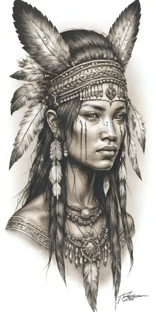 Young Adorable Sioux Woman Full Bust
