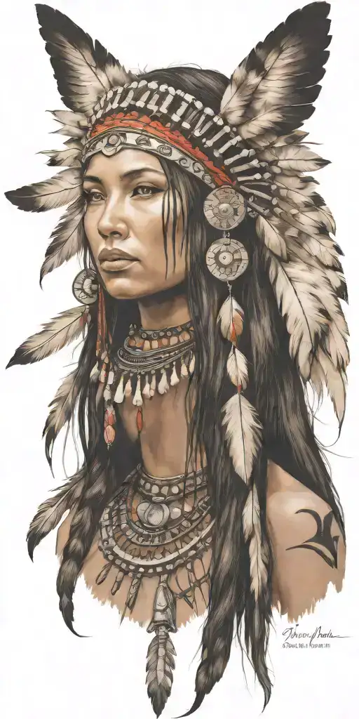 Young Adorable Sioux Woman Full Body