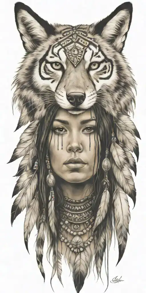 Young Adorable Sioux Woman Full Body