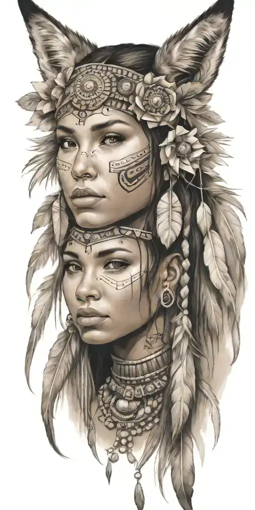 Young Adorable Cherokee Woman Full Body With Bow