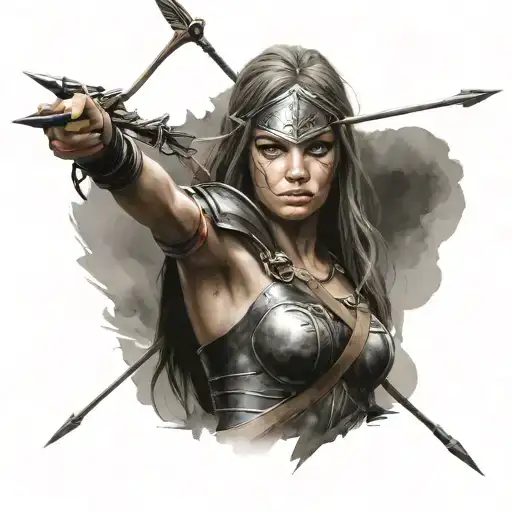 Female Warrior Using Arrow