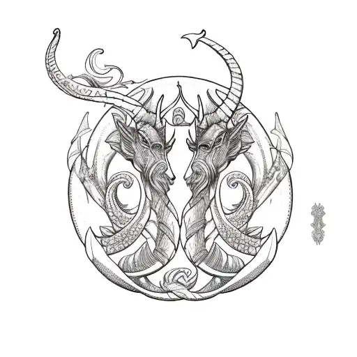 Capricorn Zodiac Sea Goat With Mermaid Tail