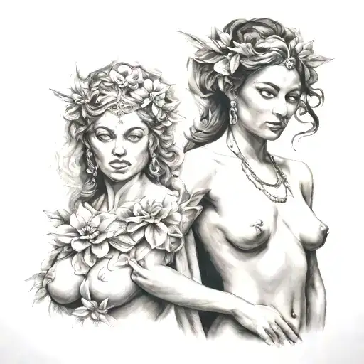 Nude Female Goddess Portrait