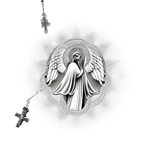 Angel Praying With A Rosary