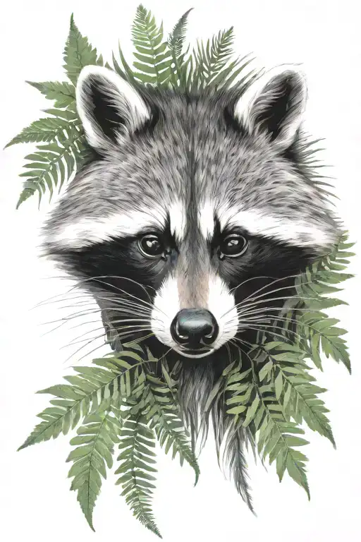 Raccoon In The Wild Ferns
